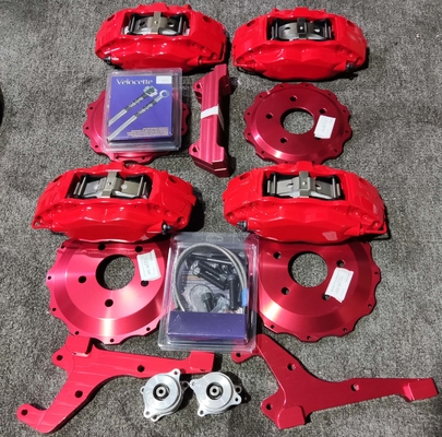 Rood aluminium legering voertuig remklem 4 potten sterk remvermogen
